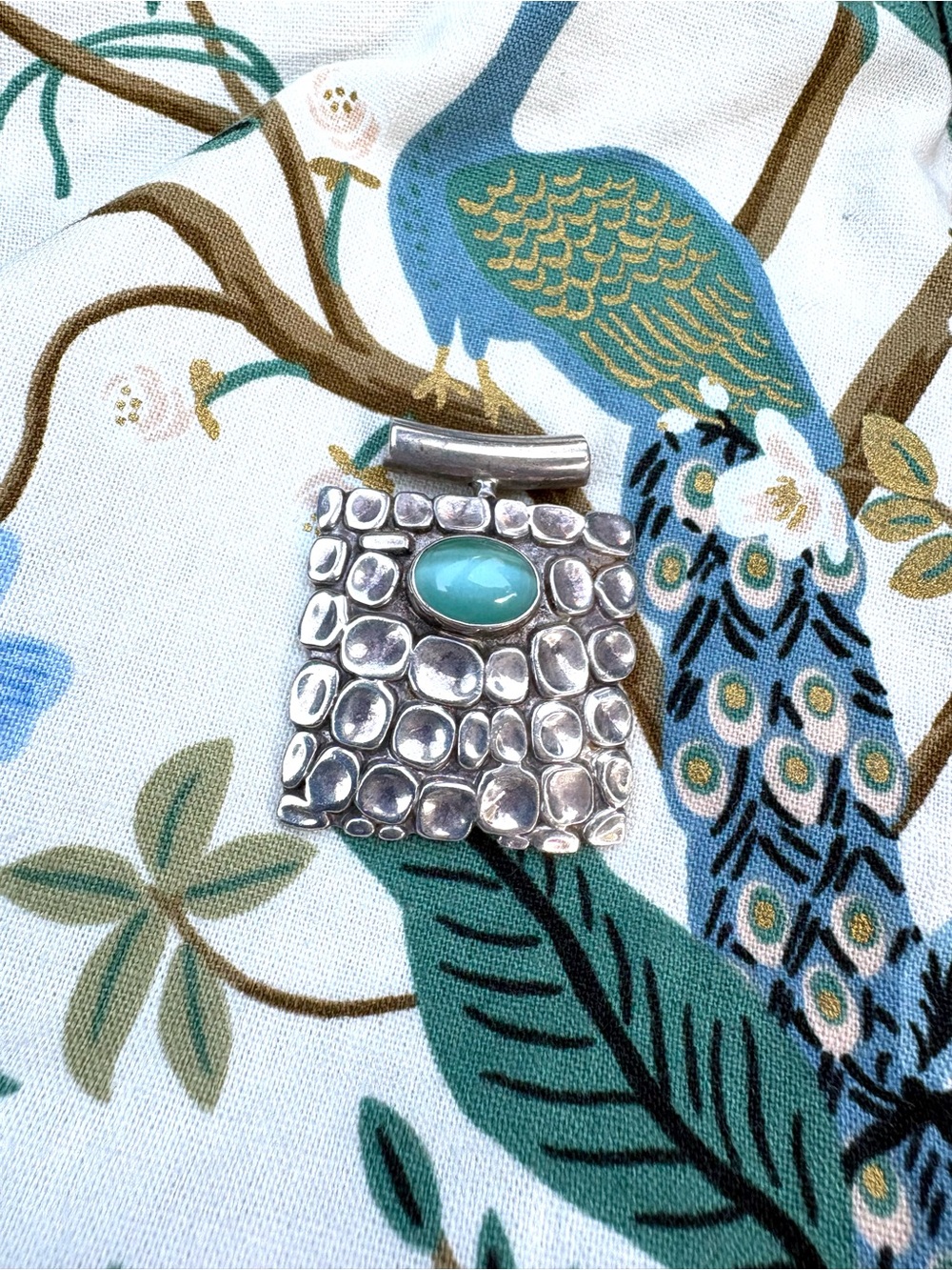 STERLING JEWELRY Silver Aquaprase Geometric Modernist Artisan 90’s
Pendant